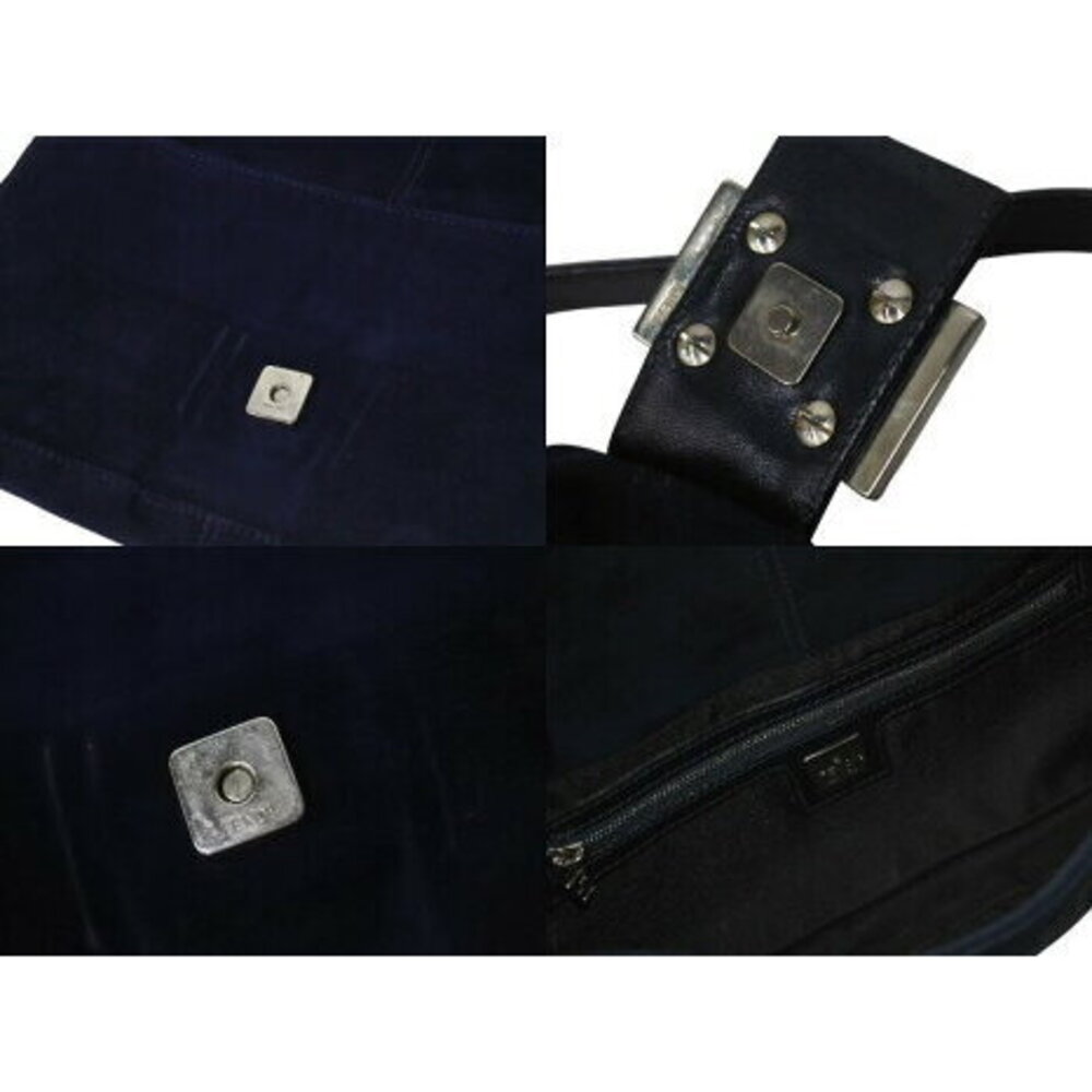 FENDI Mamma Bucket Hobo Shoulder Bag Suede Leather Navy Blue - Picture 7 of 8